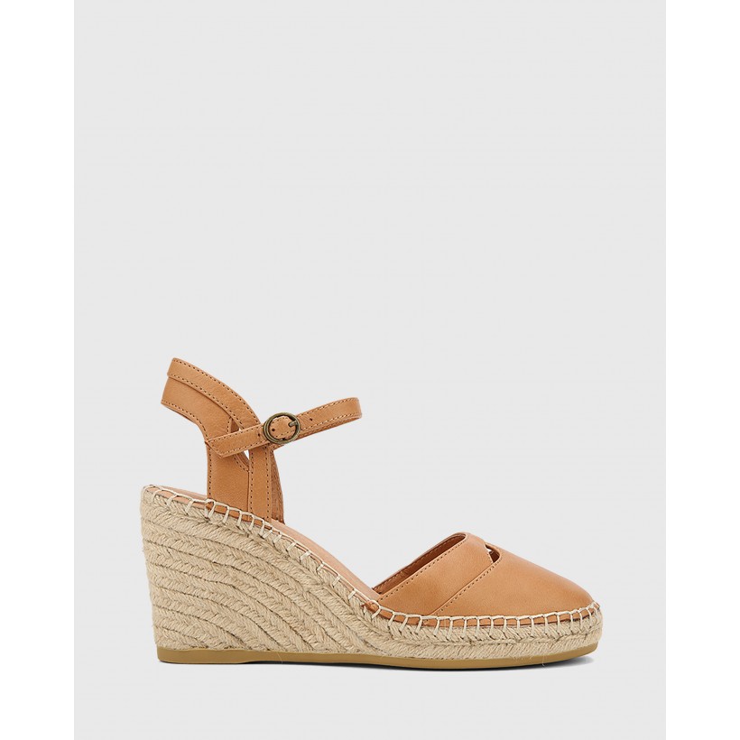 Zabel Leather Espadrille Wedges Brown by Wittner