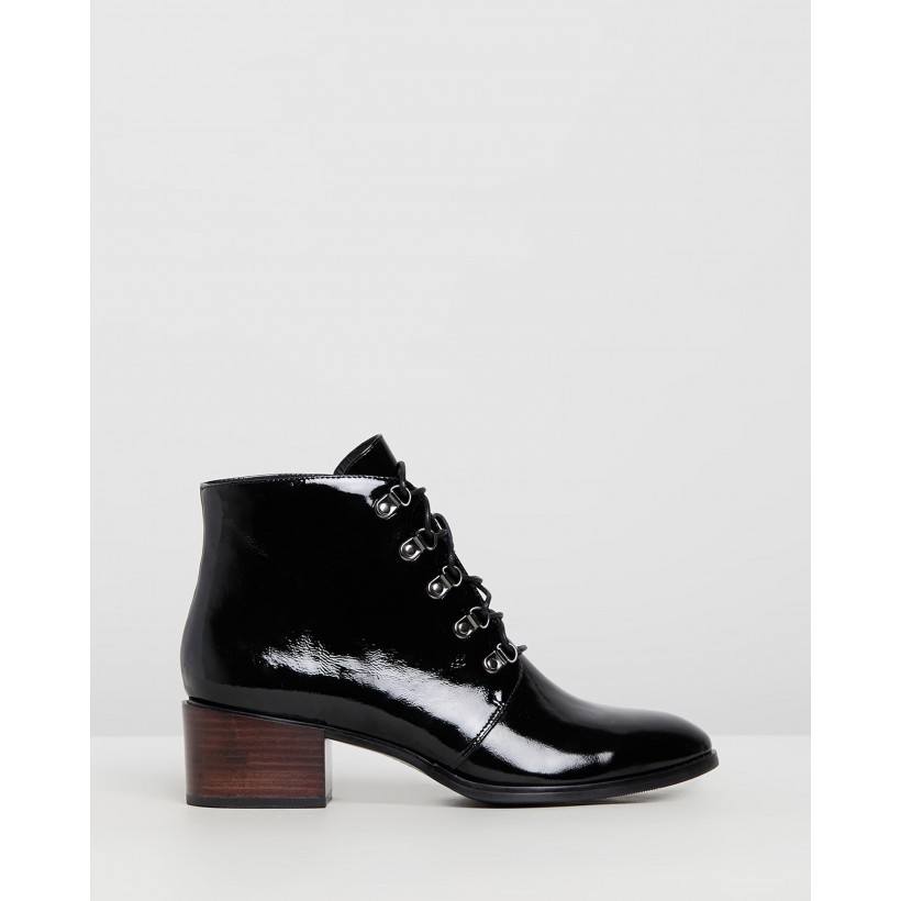Maddox Ankle Boots Black Leather by Jo Mercer