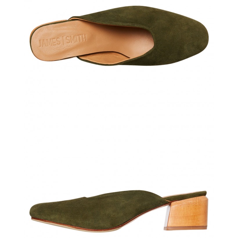 Womens Cafe Society Suede Mule Khaki Suede