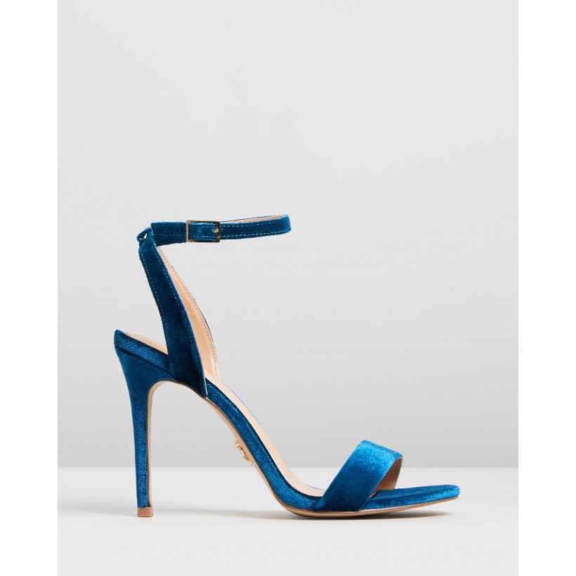 Velvet Barely There Sandals Blue by Lipsy