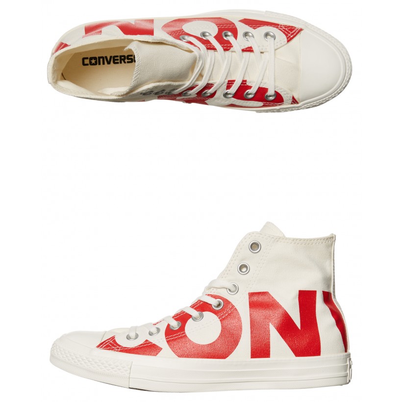 Womens Chuck Taylor All Star Wordmark Hi Shoe Natural Red By CONVERSE