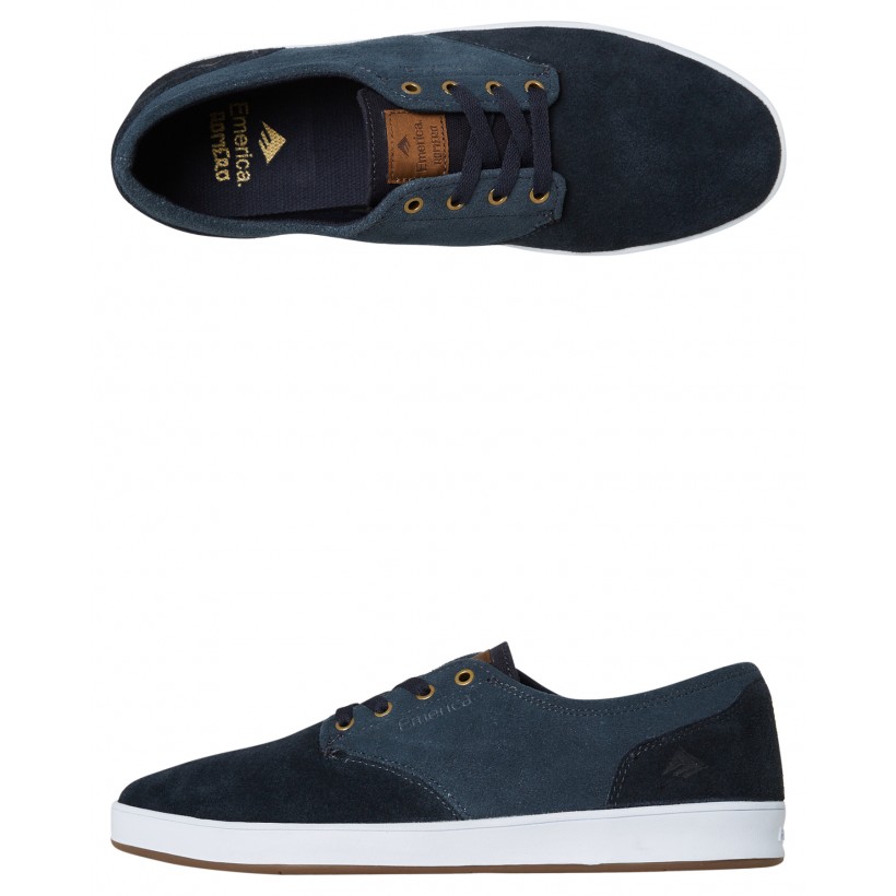Romero Laced Suede Shoe Navy Blue Gold By EMERICA