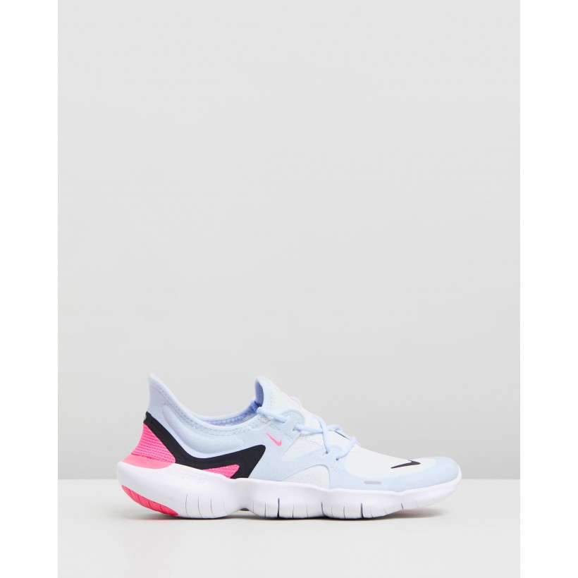 Free Run 5.0 - Women's White, Black, Half Blue & Hyper Pink by Nike