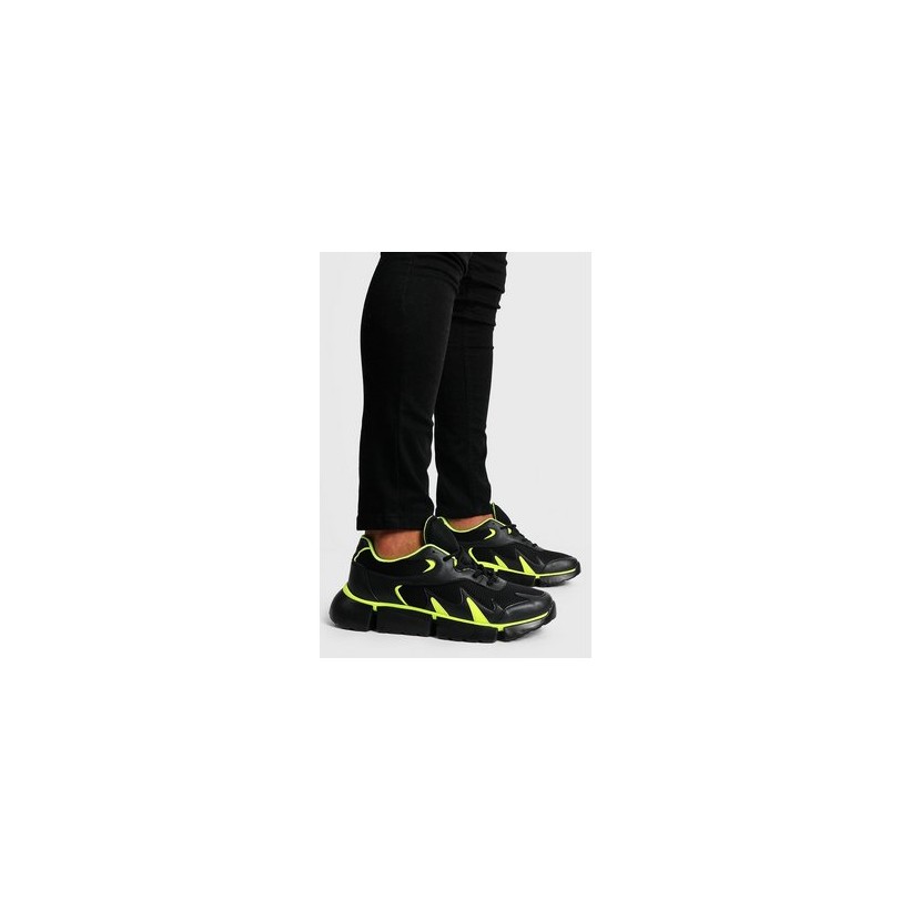 Neon Pop Chunky Trainer in Black
