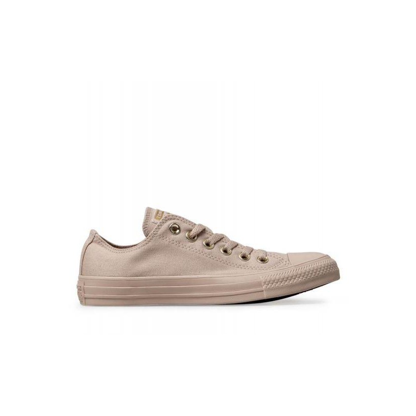 Womens CT All Star Lo Canvas Particle Beige/Particle Beige/Gold