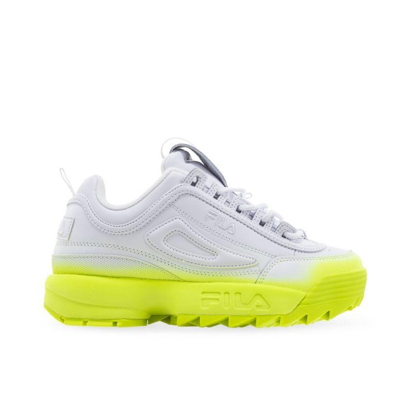 Womens Disruptor II Brights Fade White/White/Safety Yellow