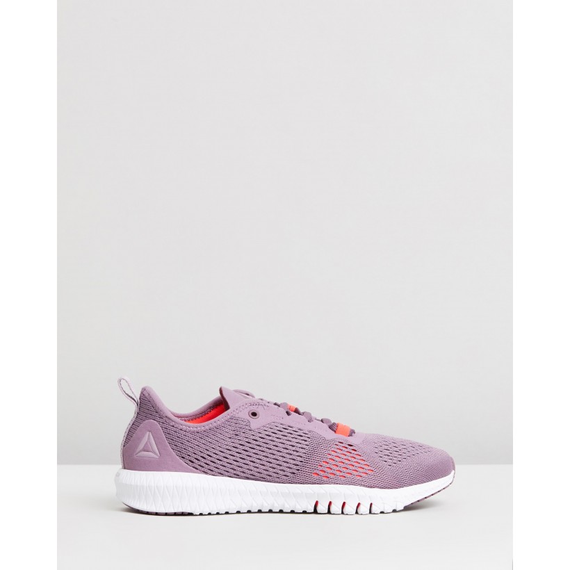 Flexagon - Women's Noble Orchid, Lilac Fog, White & Neon Red by Reebok Performance
