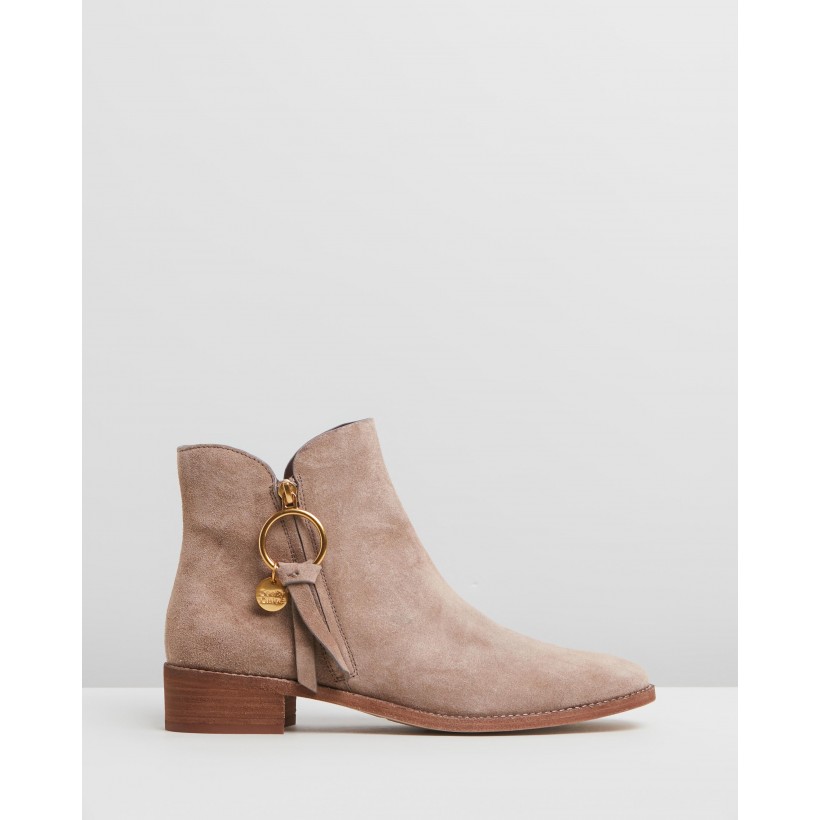 Ring Zip Pull Flat Boots Taupe by See By Chlo??