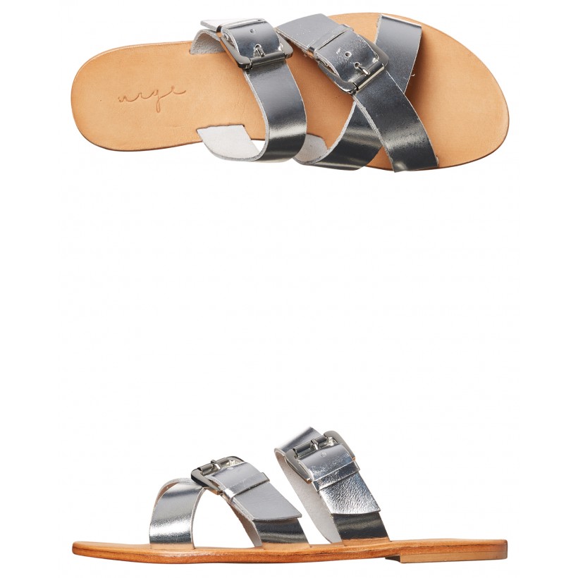 Womens Belle Slide Silver Leather By URGE
