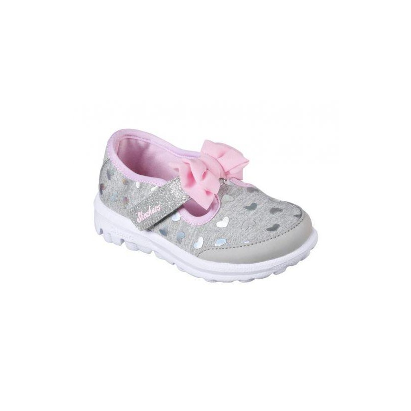 Grey/Pink - Infant Girls' Skechers GOwalk - Bitty Hearts