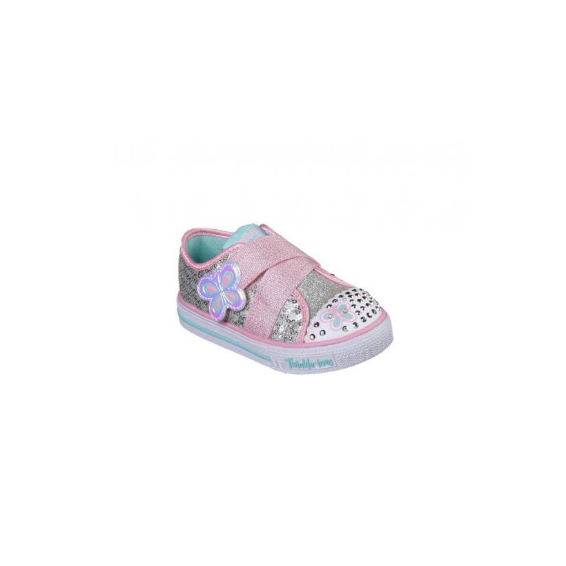 Infant Girls' Twinkle Toes: Shuffles - Snazzy Skips - Silver Pink All Kids Shoes by Skechers