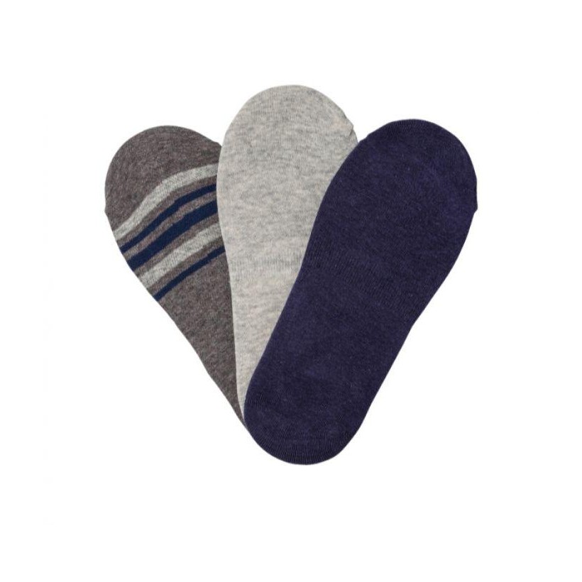 Grey / Blue - Men's 3 Pack Liner Socks (Fits US 6-12)