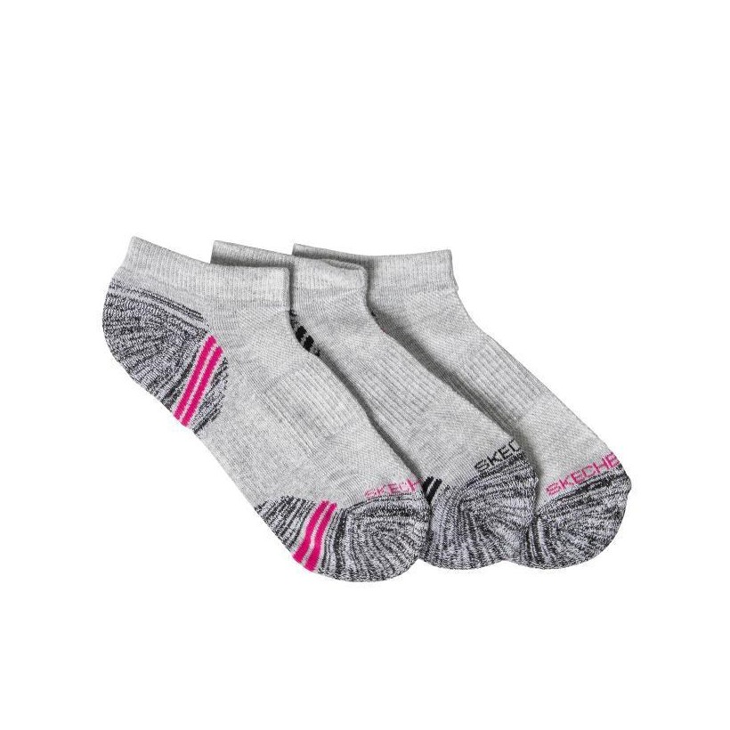 Grey / Pink - Women's 3 Pack 1/2 Terry Low Cut Socks