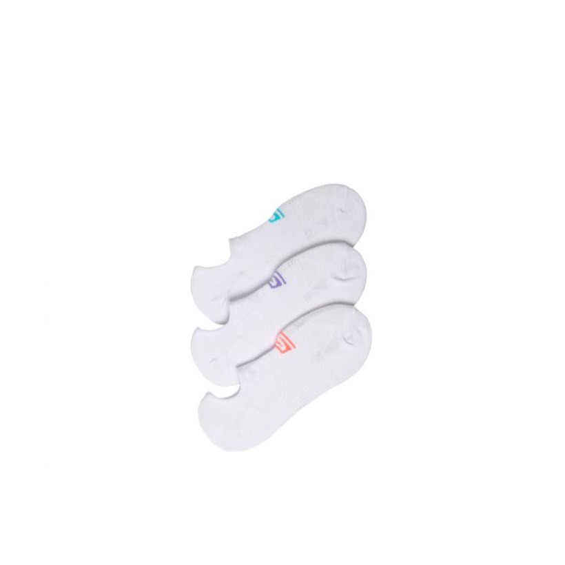 White/Coral - Women's 3 Pack Non-Terry Microfiber Invisible Socks