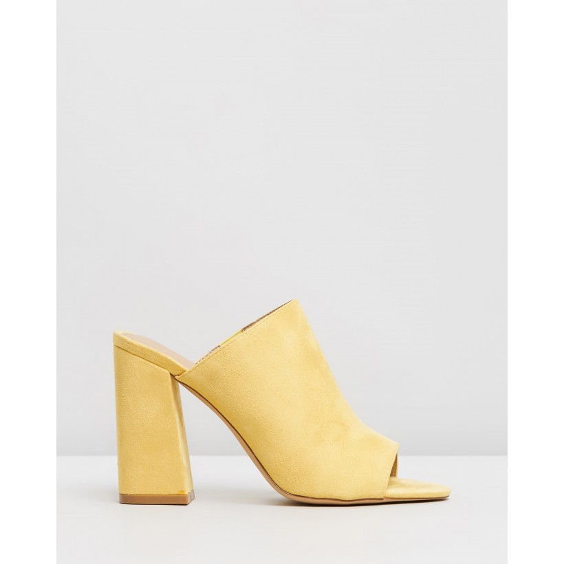 Nida Mules Yellow Microsuede by Spurr