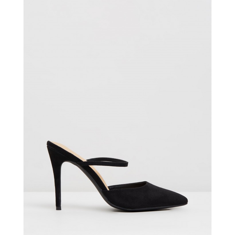 Addison Mules Black Microsuede by Spurr