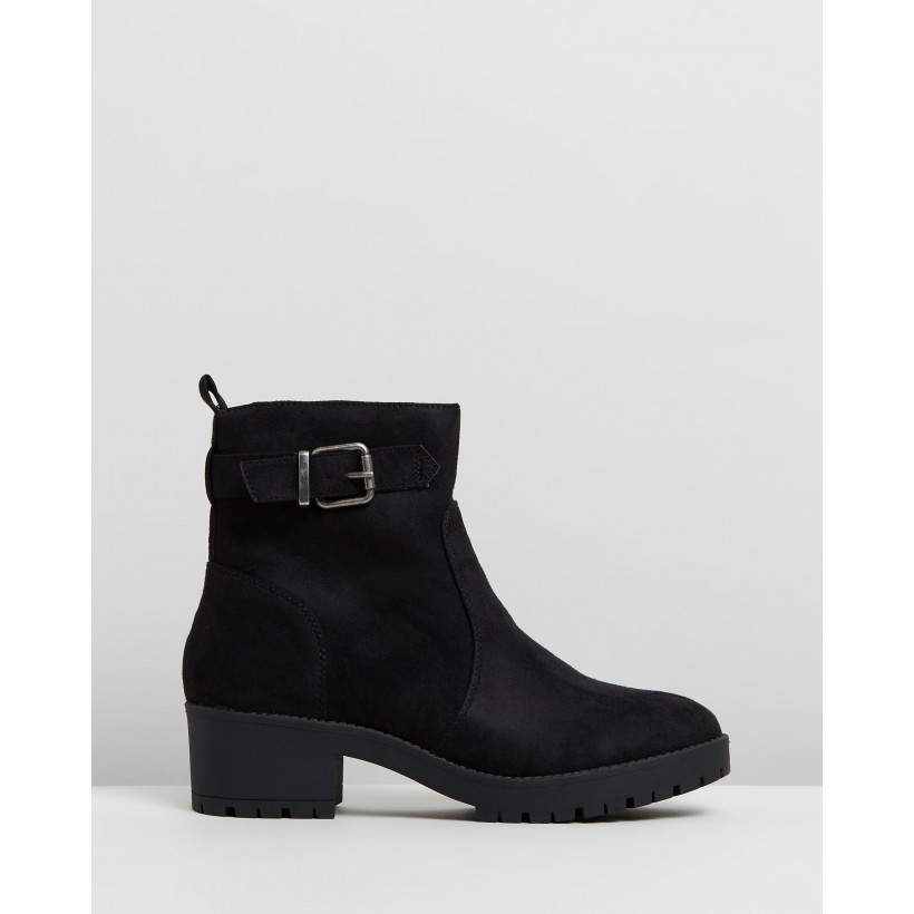 Ebony Ankle Boots Black Microsuede by Spurr