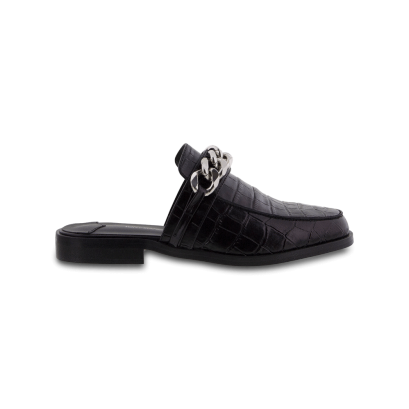 Dion Black Croc Flats by Tony Bianco Shoes