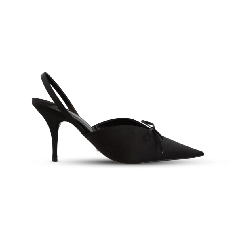 Harper Black Luxe Satin Heels by Tony Bianco Shoes