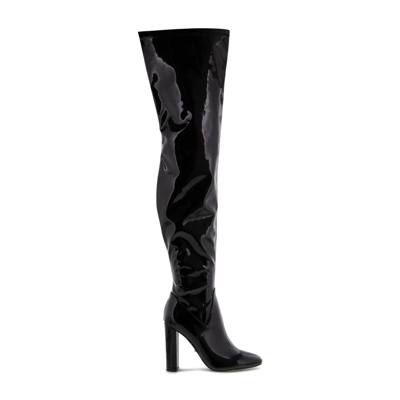 Midnight Stretch Patent - Jacqui Midnight Stretch Patent Long Boots by Tony Bianco Shoes