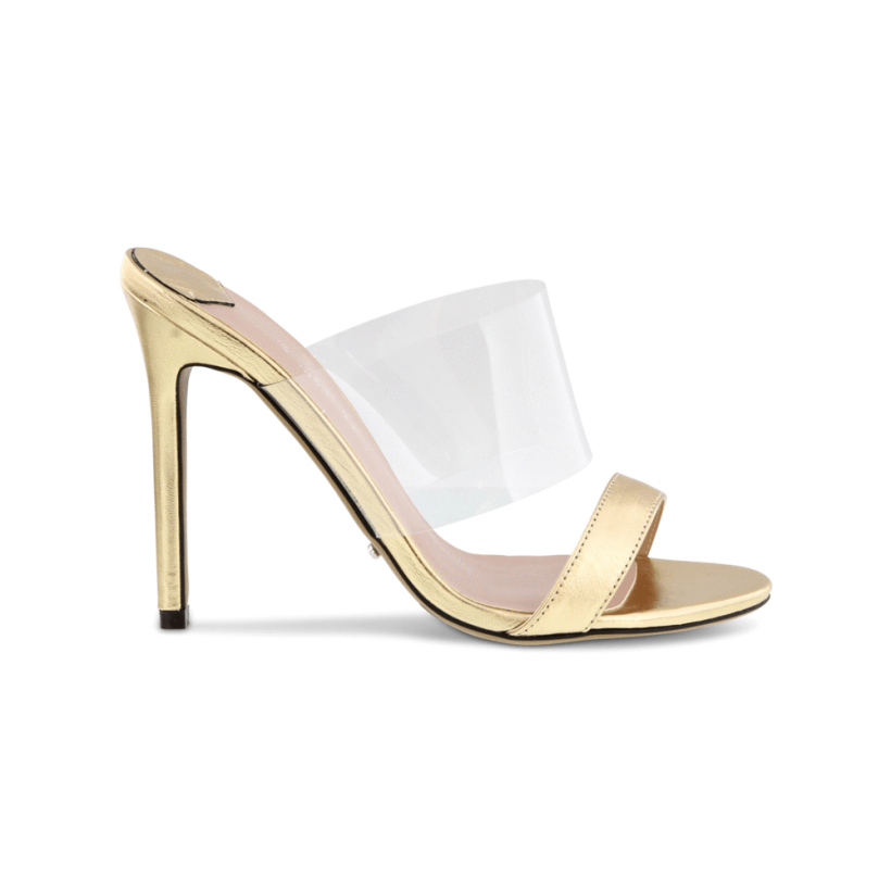 Kosta Gold Foil/Clear Vynalite Heels by Tony Bianco Shoes