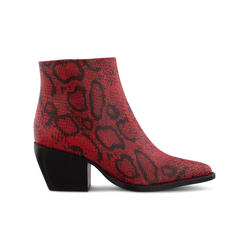 Primo Red/Black Snake Ankle Boots by Tony Bianco Shoes