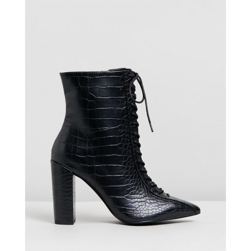 Paisley Boots Black Croc by Therapy