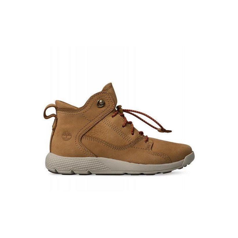 Wheat Nubuck - Kid's Flyroam Leather Hiker Boots Kids Footwear Shoes by Timberland