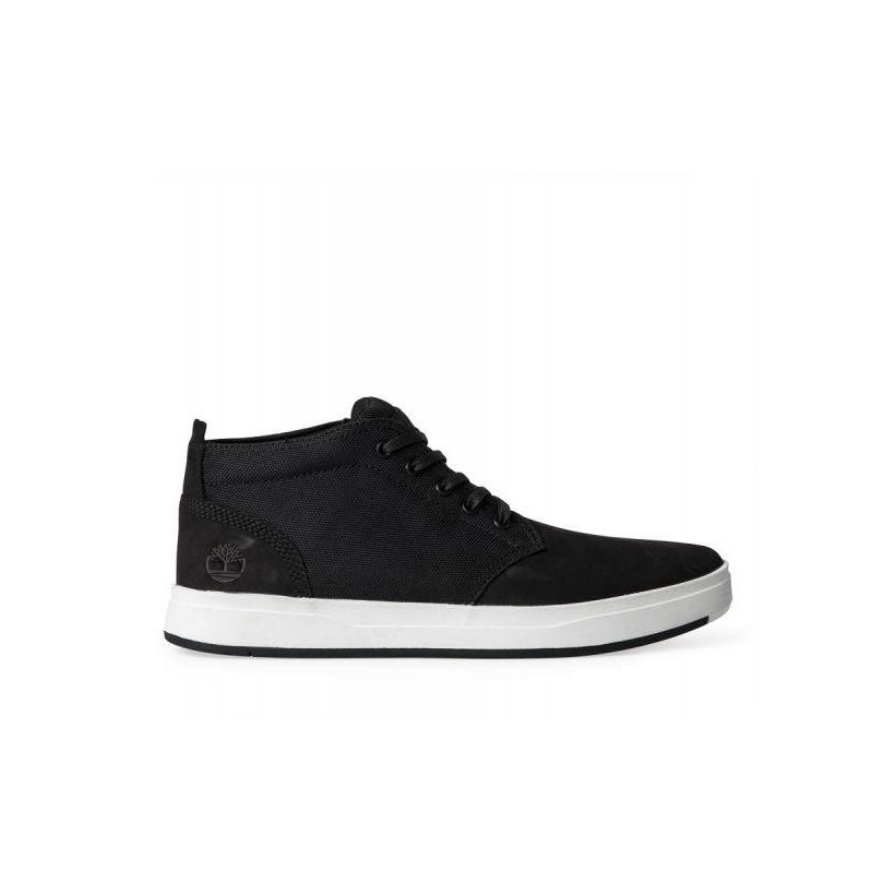 Black Nubuck w/Cordora - Men's Davis Square Plain Toe Chukka Mens Sneakers Shoes by Timberland