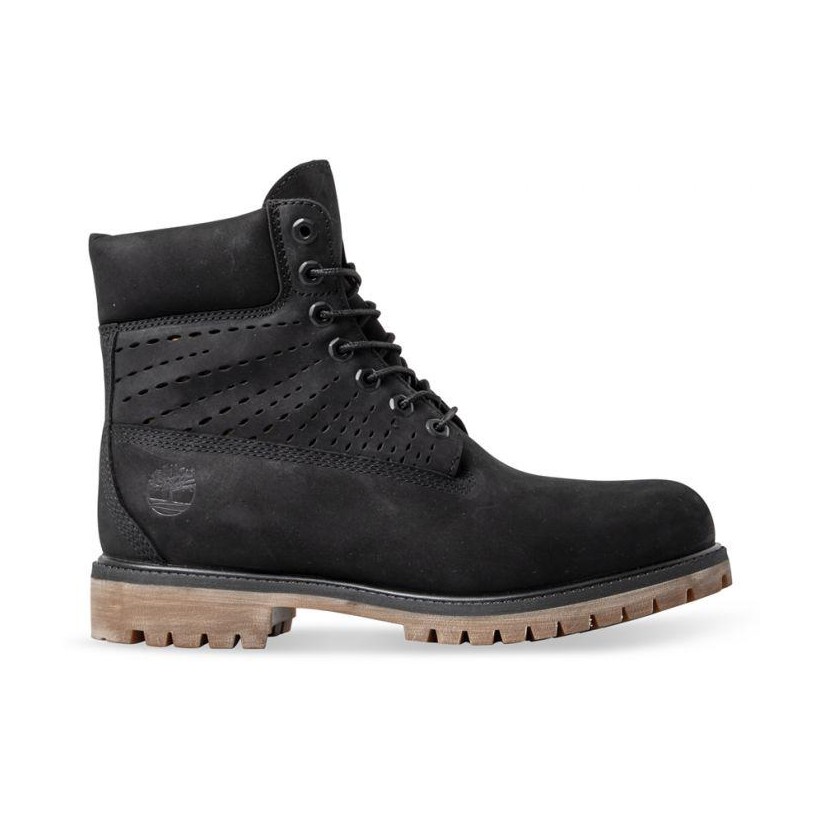 BLACK NUBUCK WITH YELLOW - MEN'S PREMIUM 6-INCH PERFORATED LEATHER Mens Shoes by Timberland