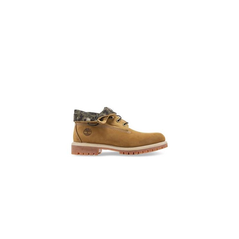 Wheat Nubuck with Green Camo - Men's Timberland Roll-Top Boot Footwear Shoes by Timberland