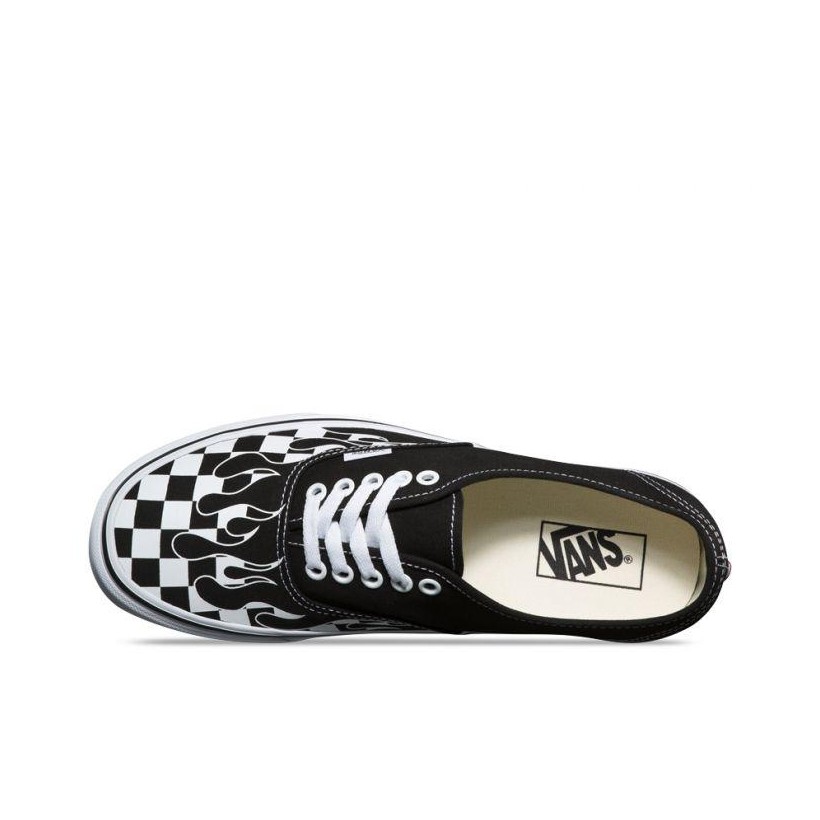 (Checker Flame) Black/True White - Authentic Checker Flame Sale Shoes by Vans
