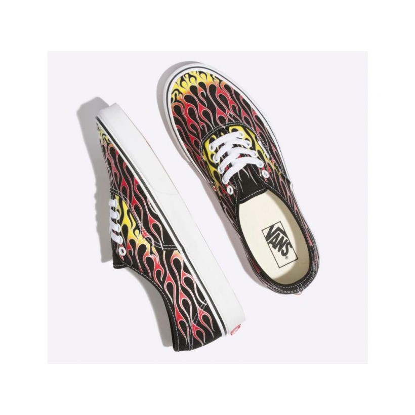 (Vans Mash Up) Flames Black/True White - Authentic Mash Up Black Flames Sale Shoes by Vans