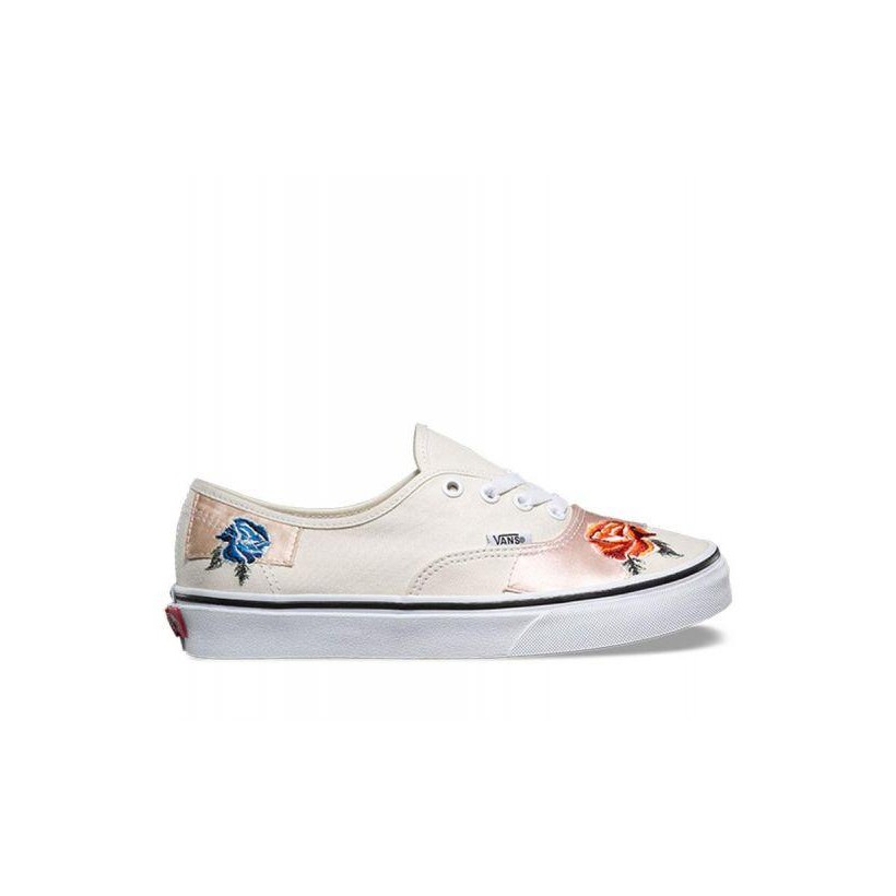 (Satin Patchwork) Classic White/True White - Authentic Satin Patchwork Sale Shoes by Vans