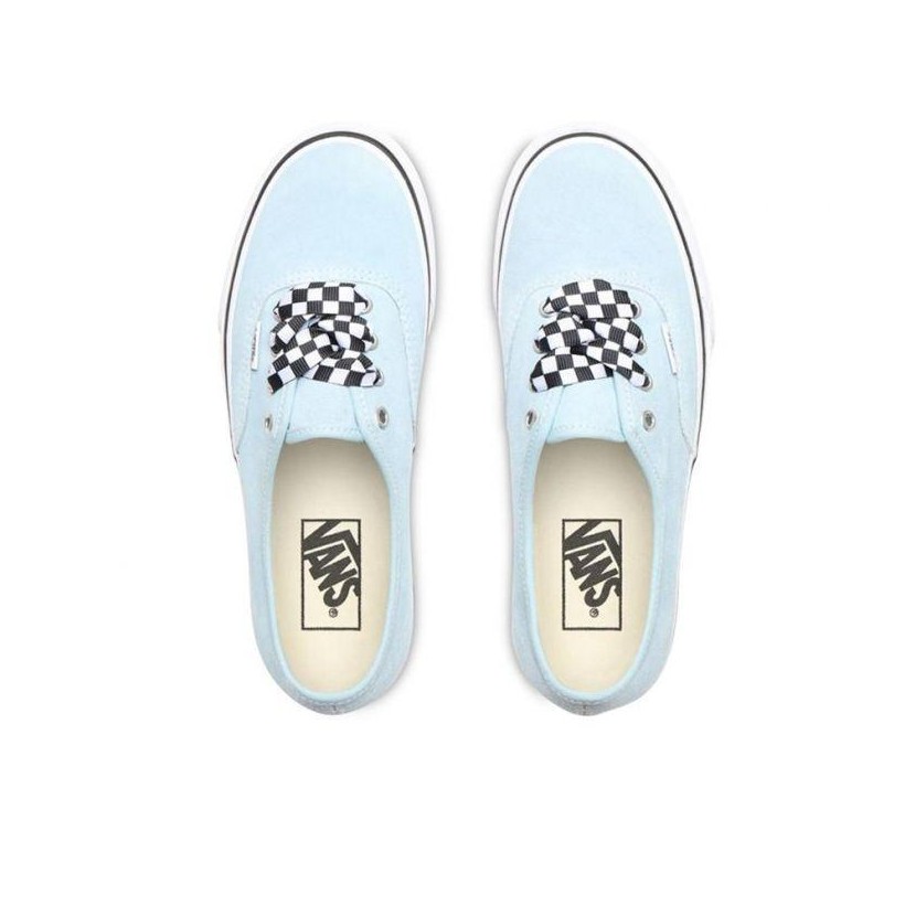 (Checkerboard Lace) Cool Blue/True White - Authetnic Platform 2.0 Cool Blue Sale Shoes by Vans