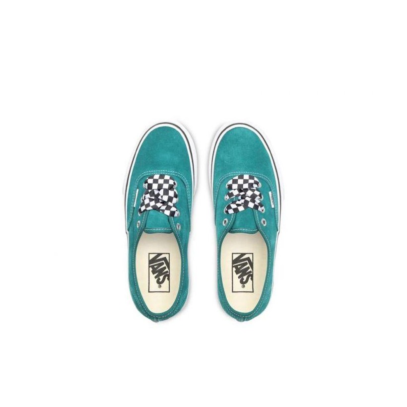 (Checkerboard Lace) Quetzal Green/True White - Authetnic Platform 2.0 Quetzal Green Sale Shoes by Vans