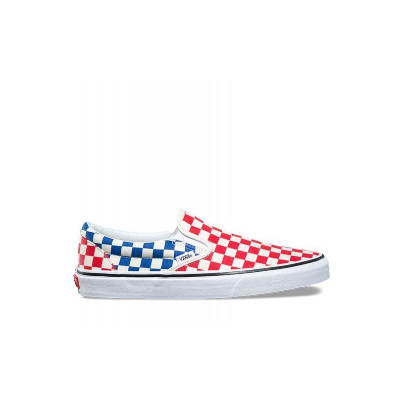 Checkerboard Classic Slip-On - (Checkerboard) Red/Blue Unisex-Casual Shoes by Vans