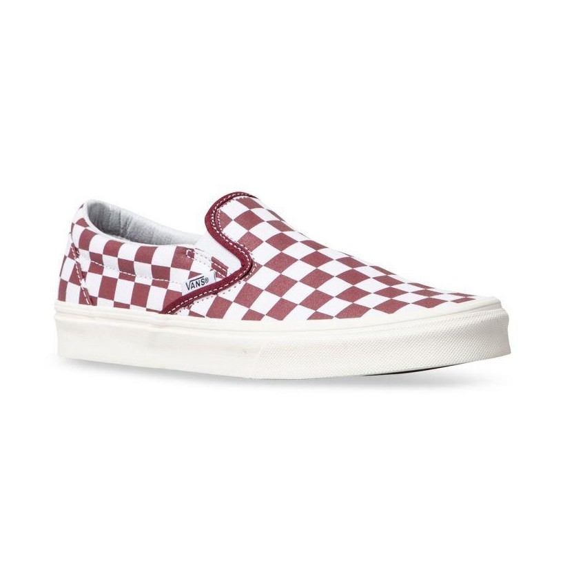 (Checkerboard) Port Royale/Marshmallow - Classic Slip-On Sale Shoes by Vans