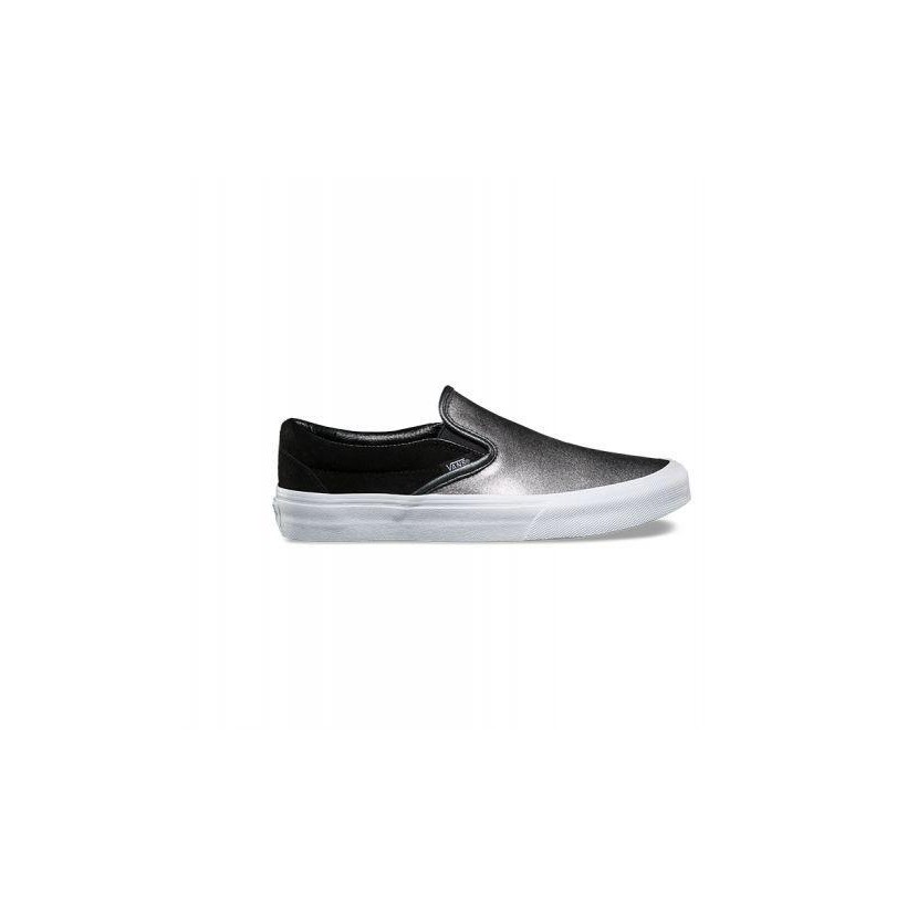 (2-Tone Metallic) black/true white - Classic Slip-On Sale Shoes by Vans
