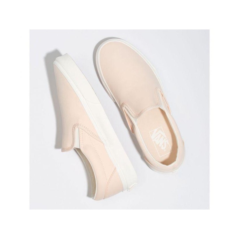 Pink - Classic Slip On Brush Twill Vanilla Cream Sale Shoes by Vans