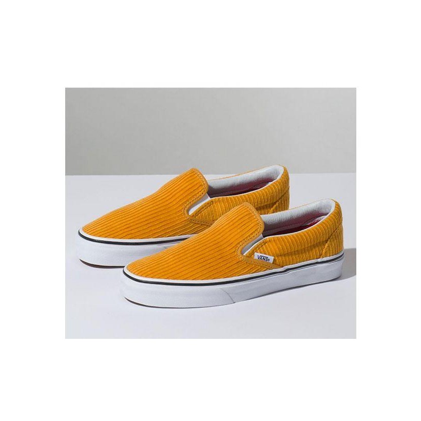 Sunflower/True White - Corduroy Classic Slip On Design Assembly Sale Shoes by Vans