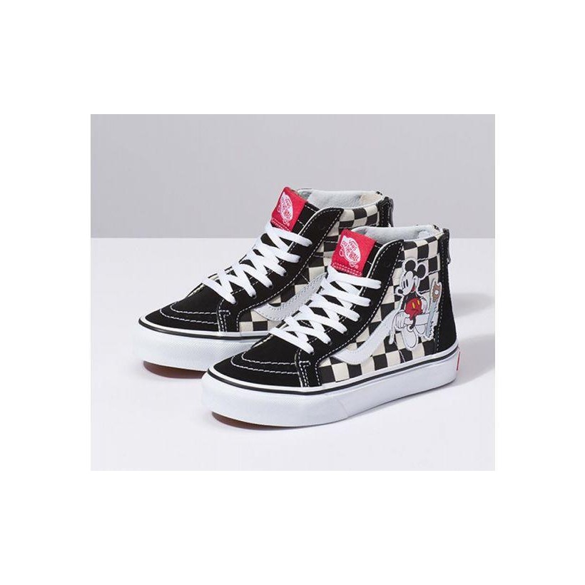 (Disney) Mickey/Checkerboard - Disney X Vans Kids Sk8-Hi Zip Sale Shoes by Vans