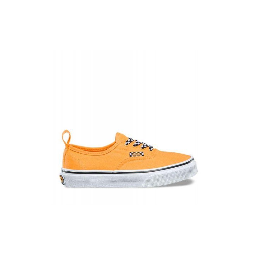 (Check Lace) Orange Pop/True White - Kids Check Lace Authentic Elastic Lace Sale Shoes by Vans