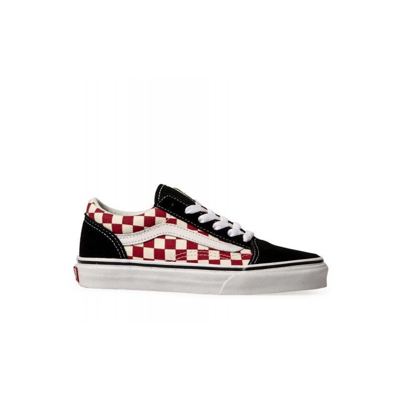 (Checkerboard) Black/Red - Kids Checkerboard Old Skool Sale Shoes by Vans