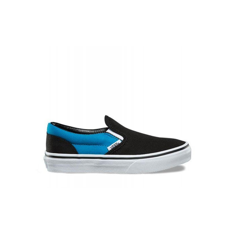 Black/Vivid Blue - Kids Classic Slip On Sale Shoes by Vans