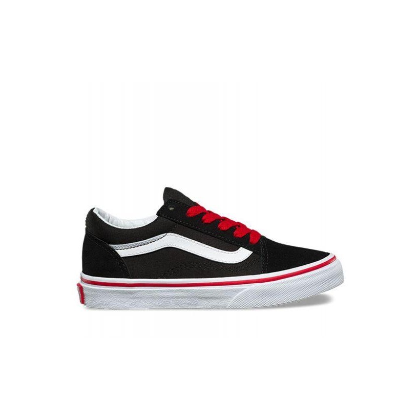 (Pop) Black/Racing Red - Kids Old Skool Pop Sale Shoes by Vans
