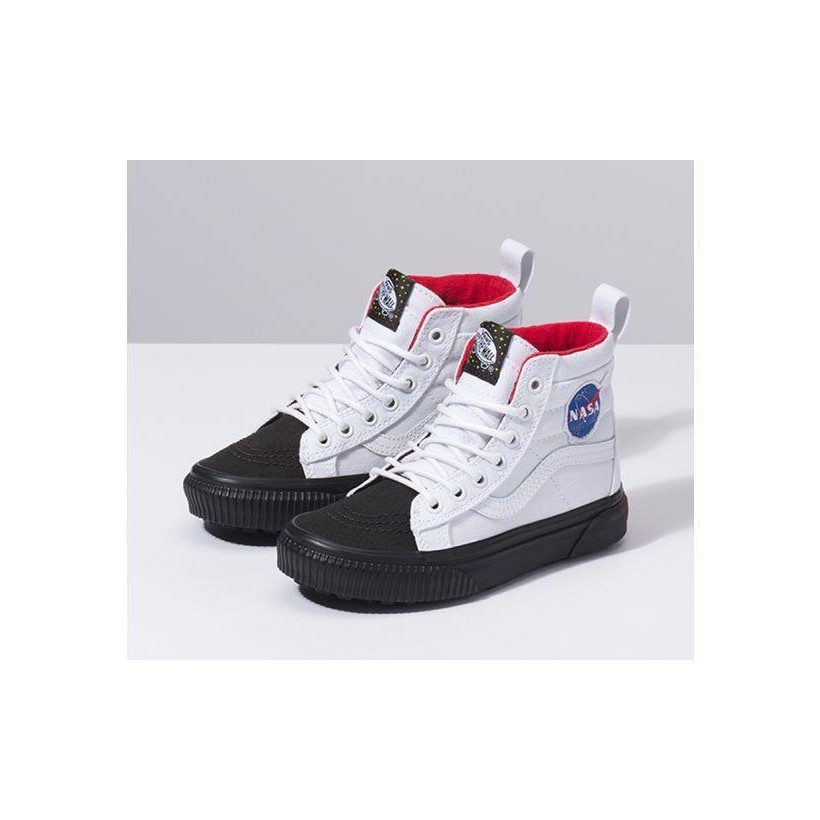 (Nasa) True White/Black - Kids Space Voyager MTE Sk8-Hi Sale Shoes by Vans