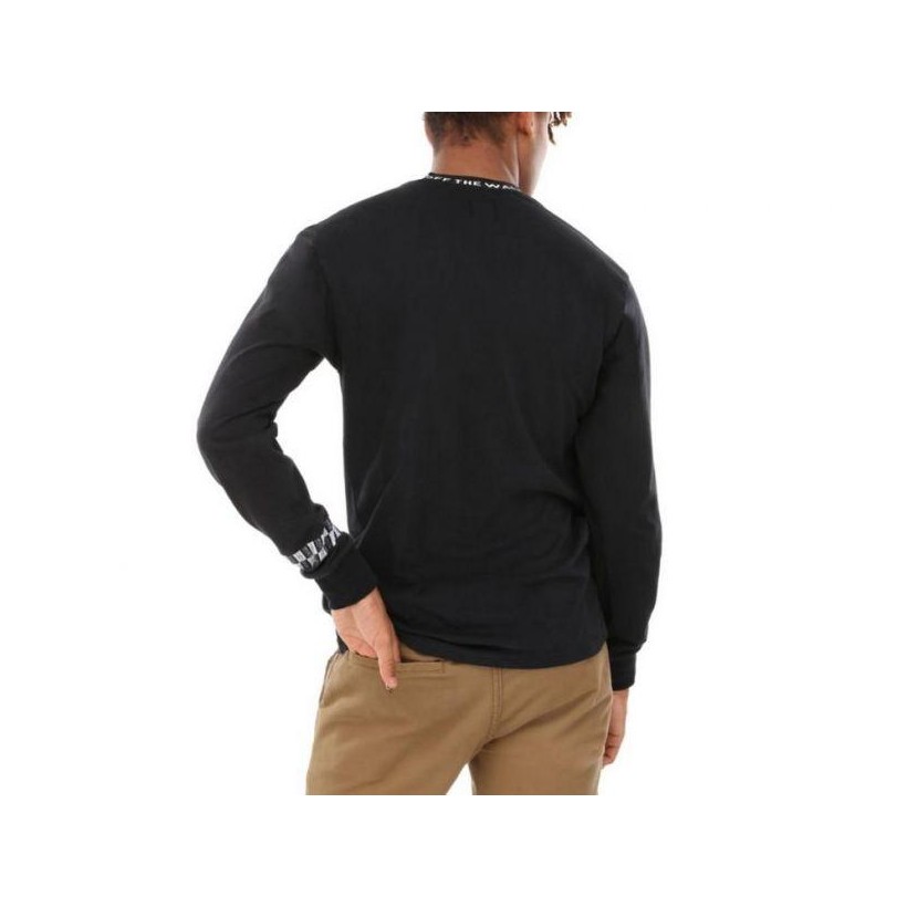 Black - Off The Wall Black Long Sleeve Jacquard Tee Sale Shoes by Vans
