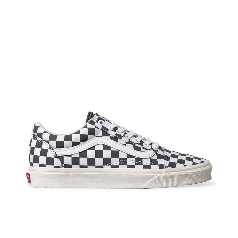(Checkerboard) Pewter/Marshmallow - Old Skool Checkerboard Sale Shoes by Vans