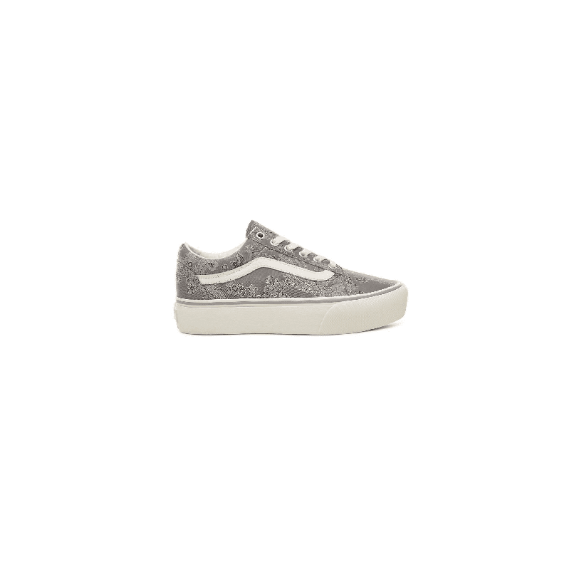 (Satin Paisley) Gray/Snow Wht - Old Skool Platform Satin Paisley Sale Shoes by Vans